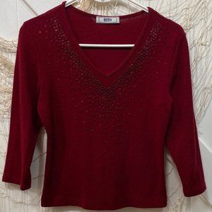 Burgundy Beaded Sweater